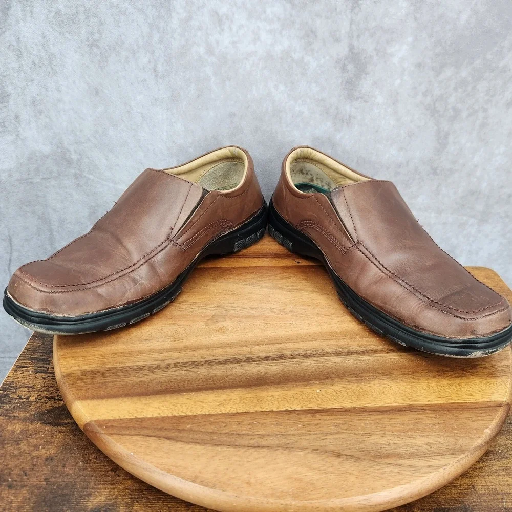 Hush Puppies Loafers‎ Mens 9 Brown Leather Low Top Slip On Casual Shoes